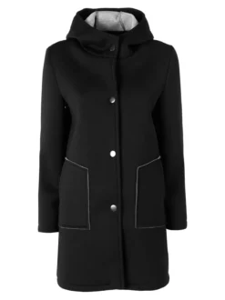 Solada Cappotto da donna in panno con bottoni e cappuccio - nero