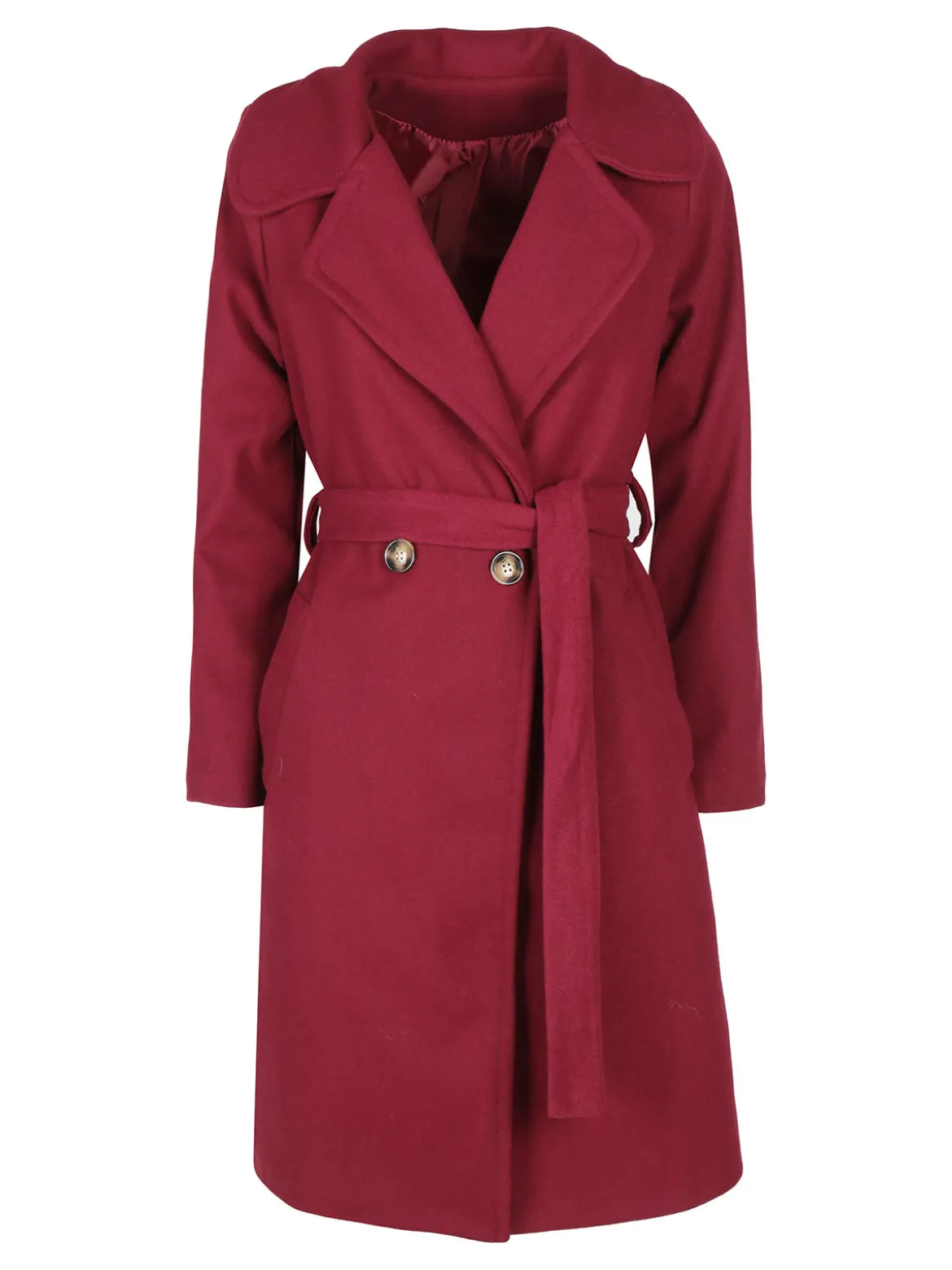 Solada Cappotto donna con cintura e bottoni a doppiopetto