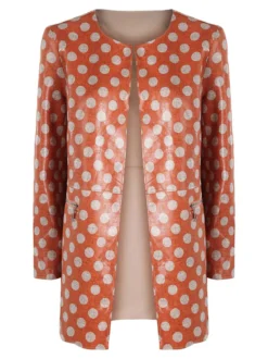 Solada Cappotto donna con stampe a pois senza chiusura - arancione