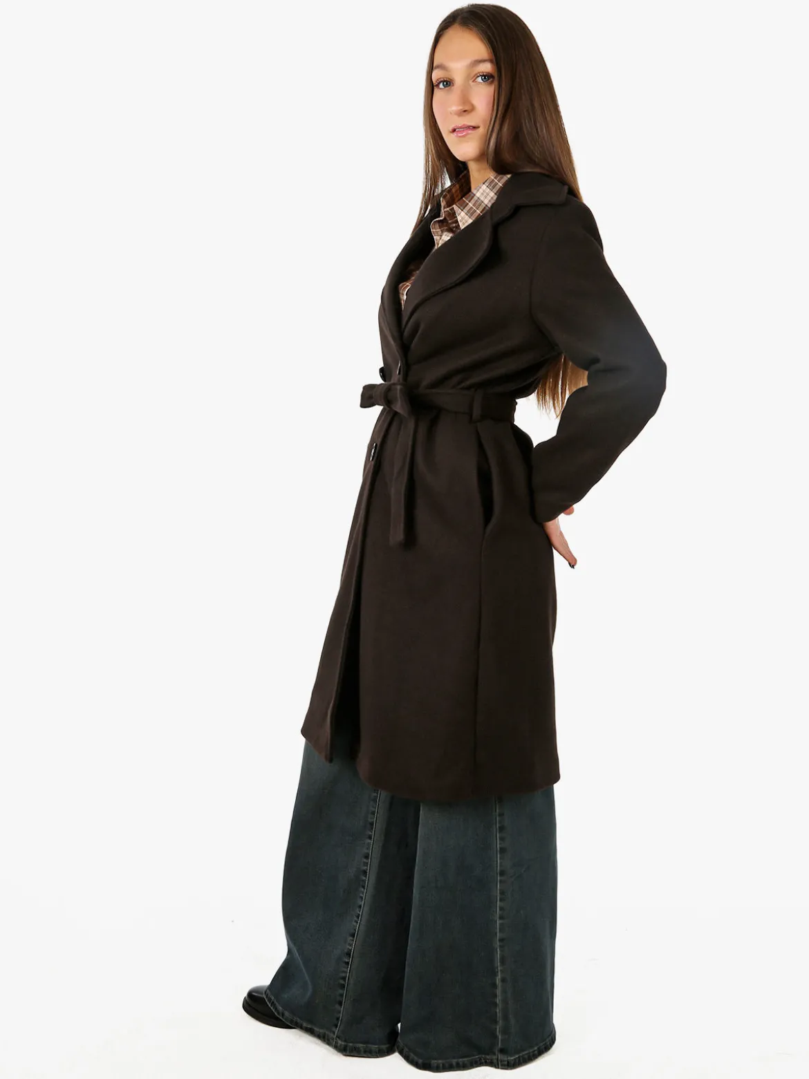 Solada Cappotto donna midi a doppiopetto - moro