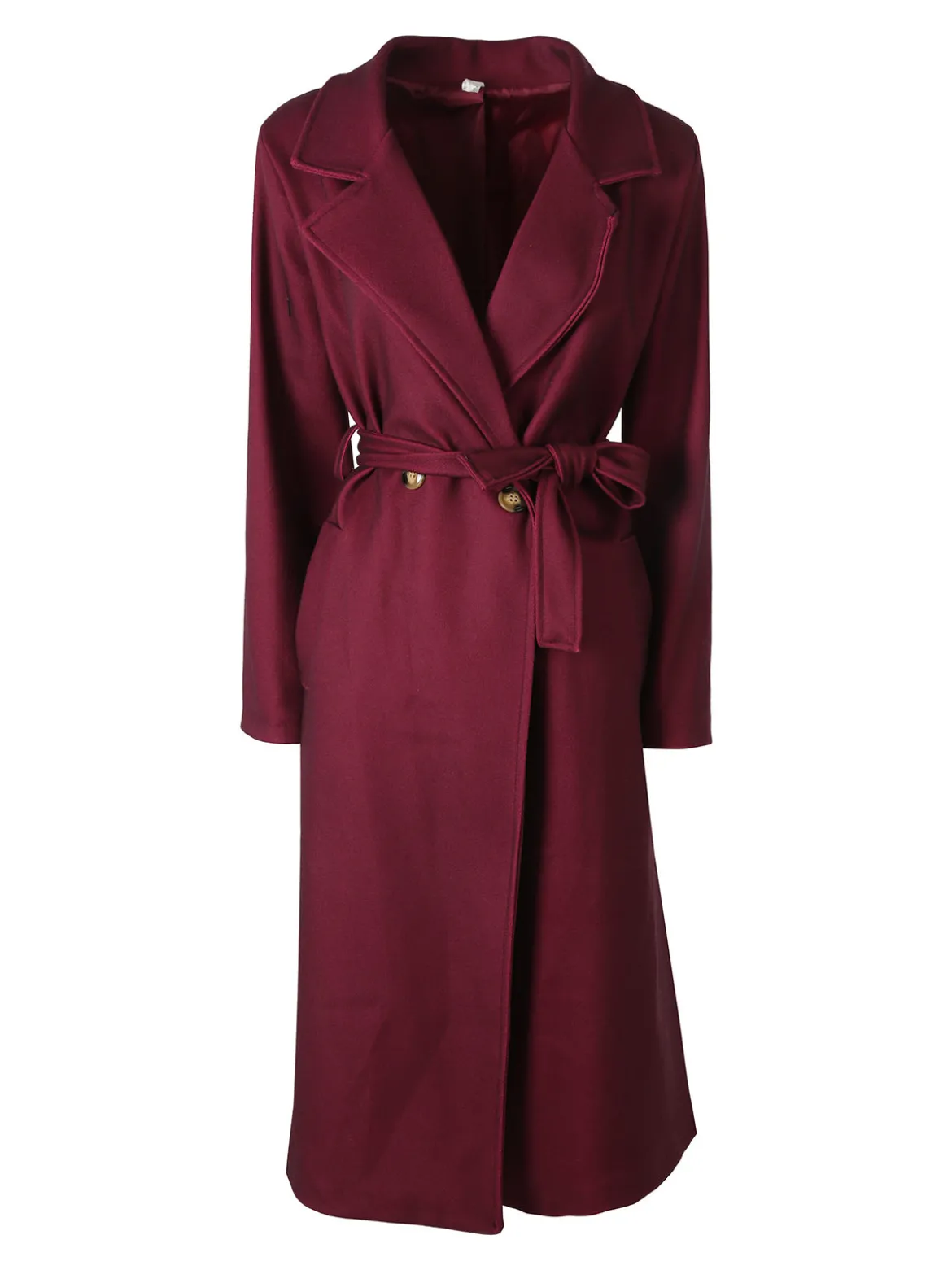 Solada Cappotto lungo da donna a doppiopetto - bordeaux