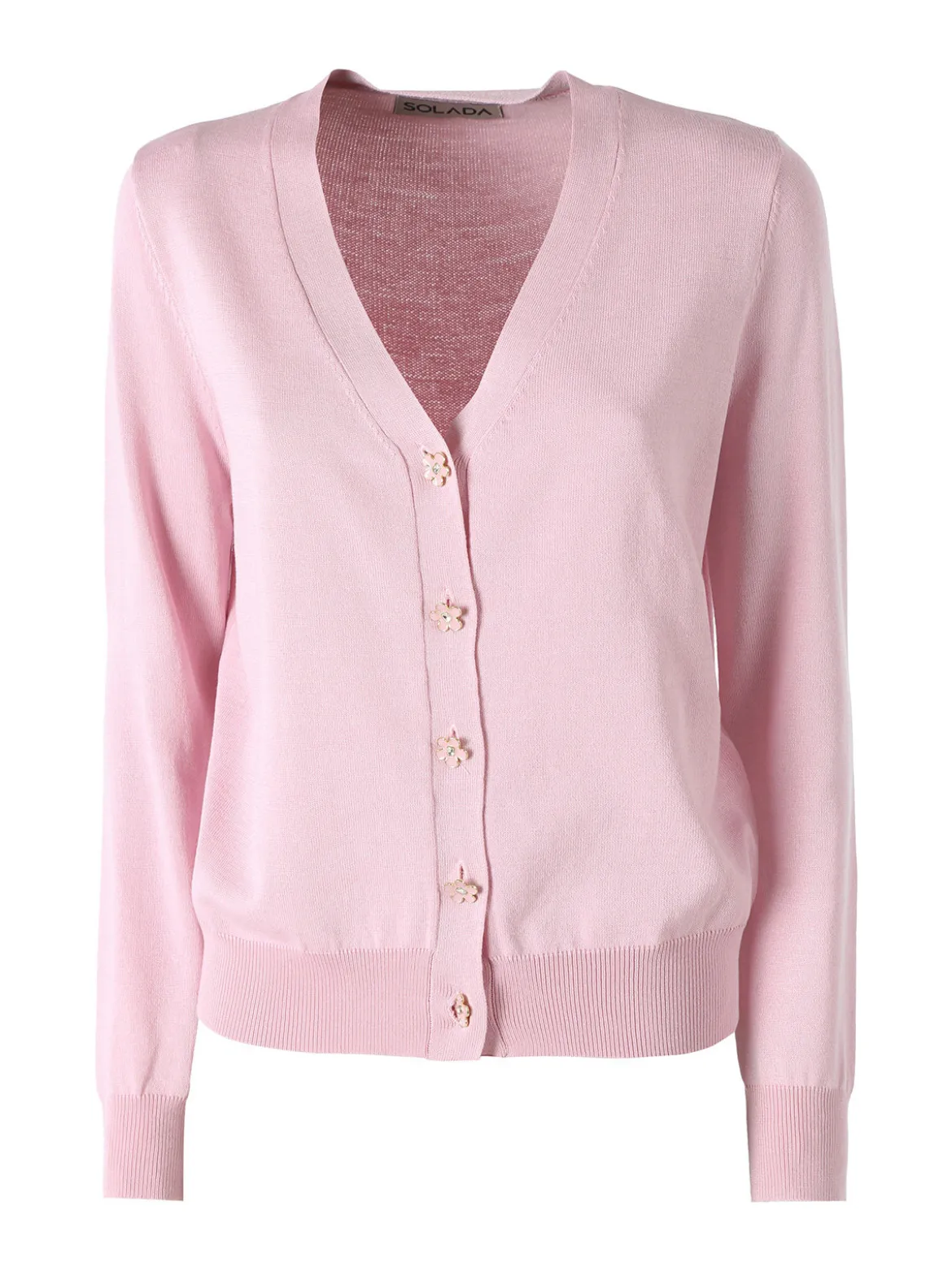 Solada Cardigan donna con bottoni eleganti a fiore - rosa