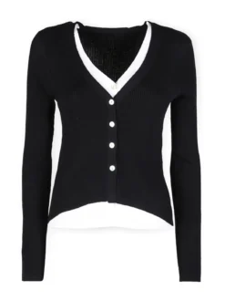 Solada Cardigan donna in maglia a costine con bottoni