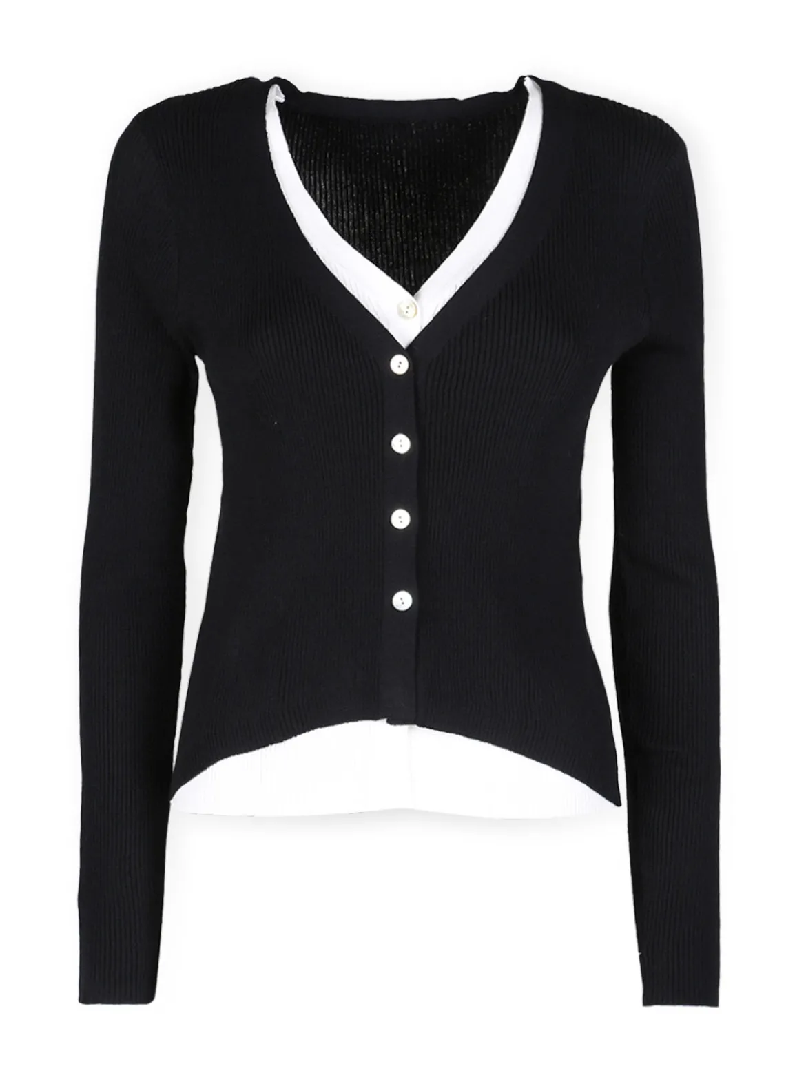 Solada Cardigan donna in maglia a costine con bottoni