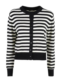 Solada Cardigan donna in maglia a righe - nero
