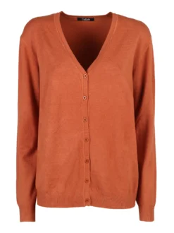 Solada Cardigan donna in maglia con bottoni - arancione