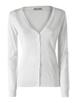 Solada Cardigan donna in maglia con bottoni - bianco