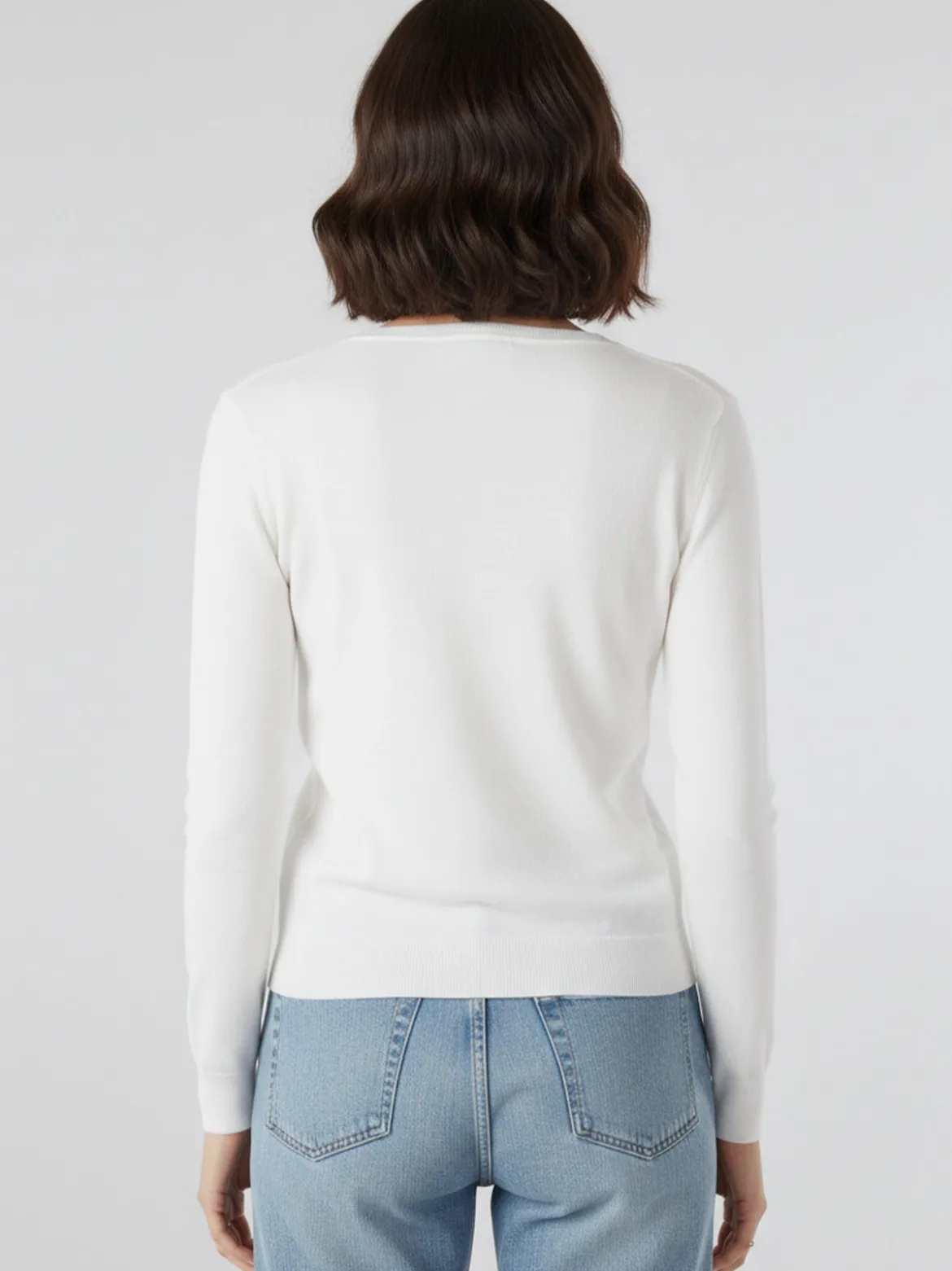 Solada Cardigan donna in maglia con bottoni - bianco