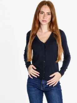 Solada Cardigan donna in maglia con bottoni - blu scuro