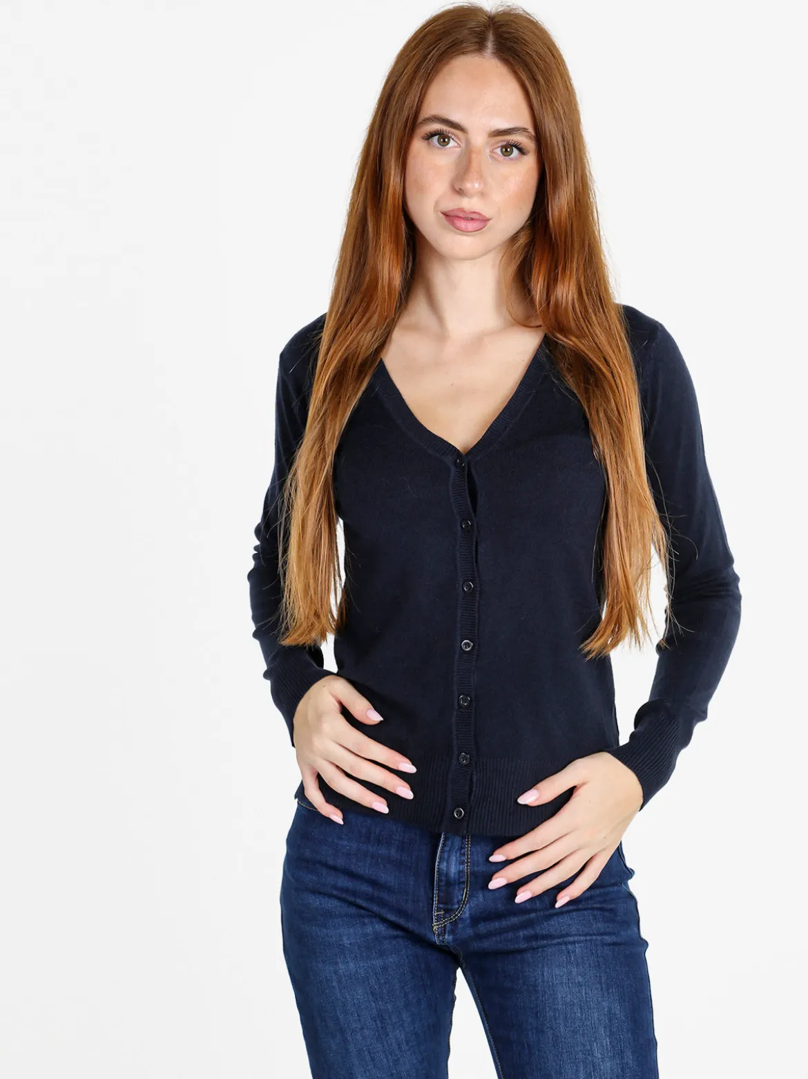 Solada Cardigan donna in maglia con bottoni - blu scuro