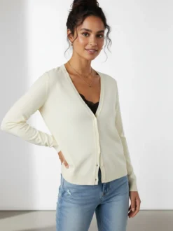 Solada Cardigan donna in maglia con bottoni - giallo