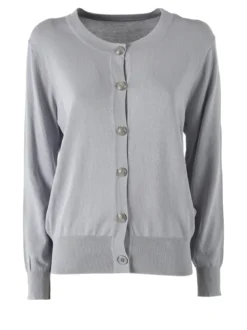 Solada Cardigan donna in maglia con bottoni gioiello - grigio chiaro