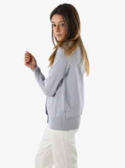 Solada Cardigan donna in maglia con bottoni gioiello - grigio chiaro