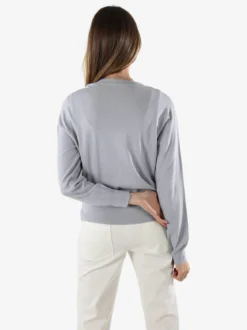 Solada Cardigan donna in maglia con bottoni gioiello - grigio chiaro