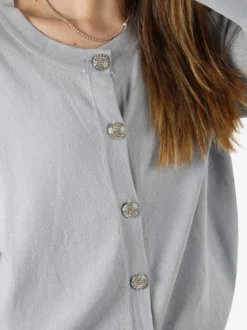 Solada Cardigan donna in maglia con bottoni gioiello - grigio chiaro