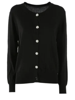 Solada Cardigan donna in maglia con bottoni gioiello - nero