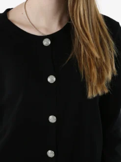 Solada Cardigan donna in maglia con bottoni gioiello - nero