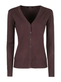 Solada Cardigan donna in maglia con bottoni - moro