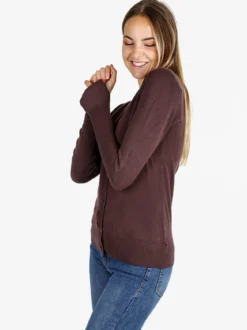 Solada Cardigan donna in maglia con bottoni - moro
