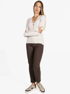 Solada Cardigan donna in maglia con bottoni - panna