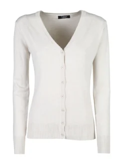Solada Cardigan donna in maglia con bottoni - panna