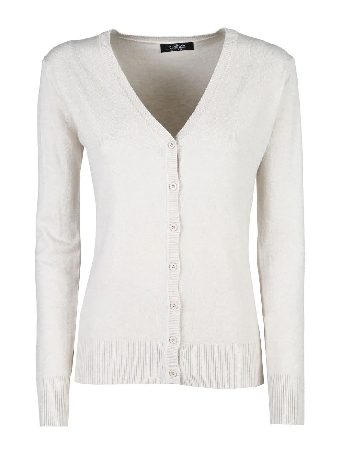 Solada Cardigan donna in maglia con bottoni - panna