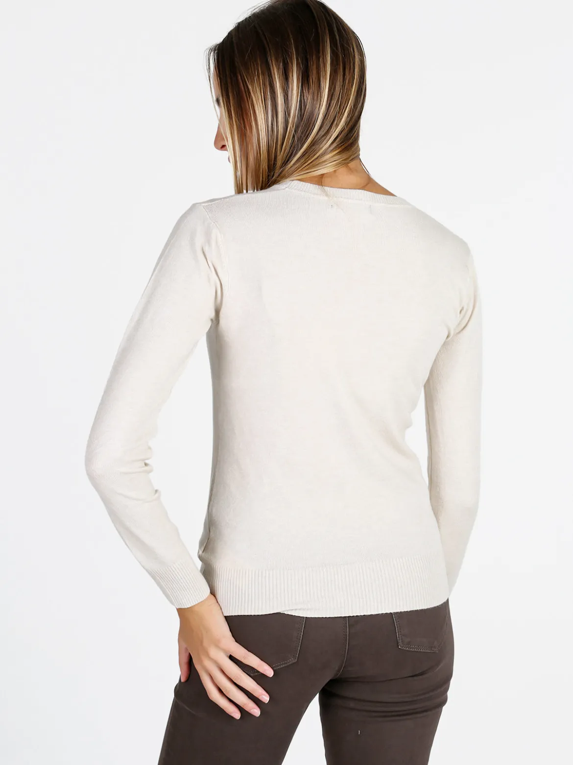 Solada Cardigan donna in maglia con bottoni - panna