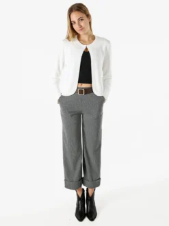 Solada Cardigan donna in maglia con gancino di chiusura - bianco