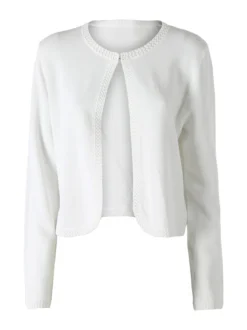 Solada Cardigan donna in maglia con gancino di chiusura - bianco