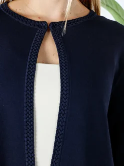 Solada Cardigan donna in maglia con gancino di chiusura - blu scuro