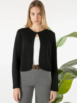 Solada Cardigan donna in maglia con gancino di chiusura - nero