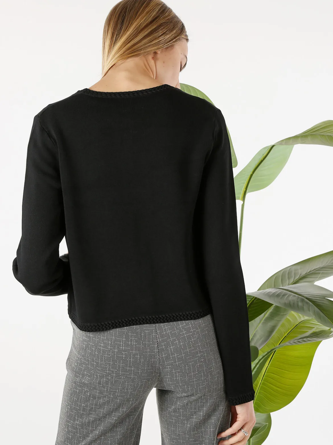 Solada Cardigan donna in maglia con gancino di chiusura - nero