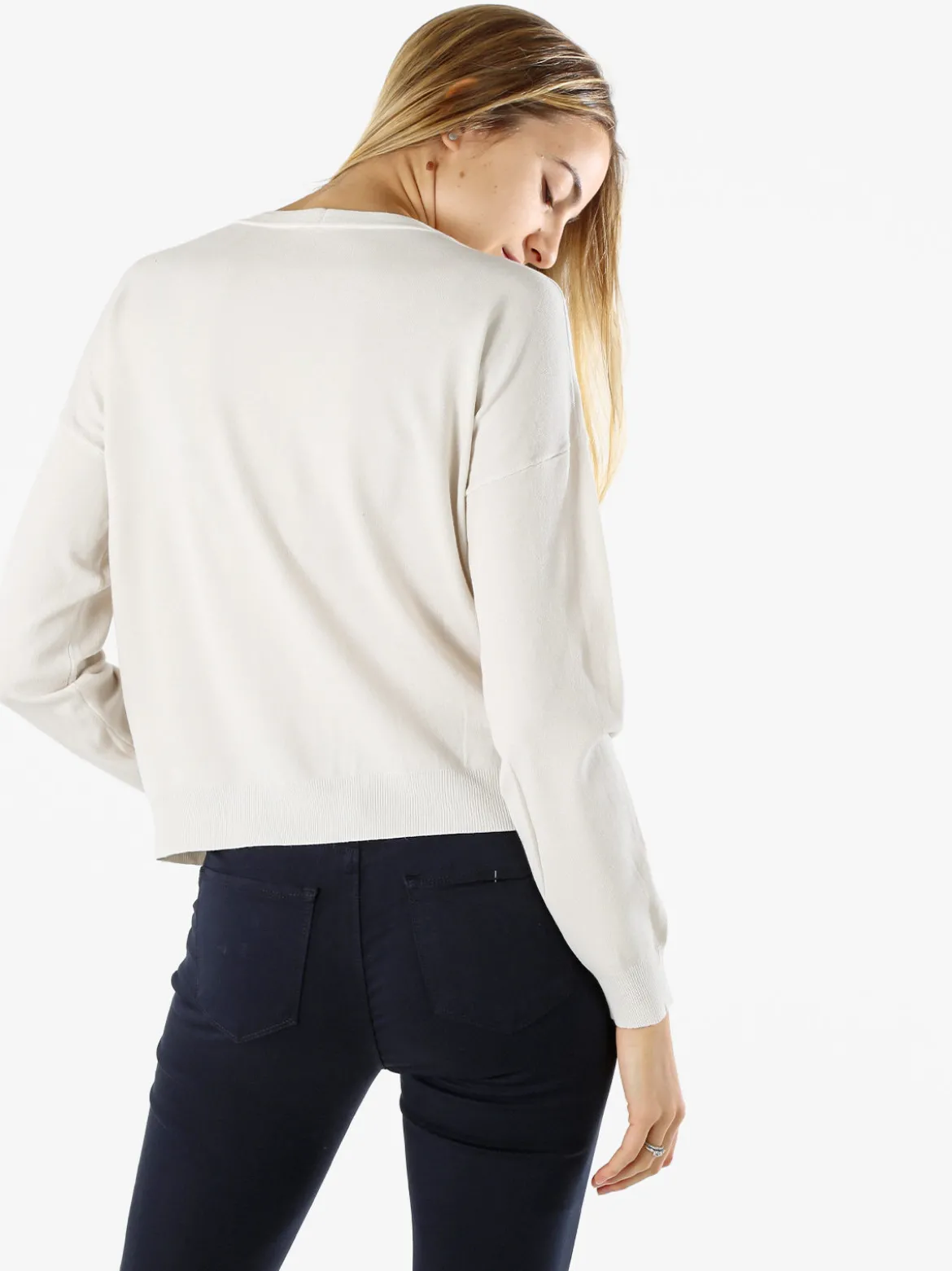 Solada Cardigan donna in maglia fine con bottoni - beige