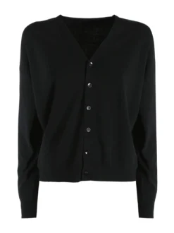 Solada Cardigan donna in maglia fine con bottoni - nero