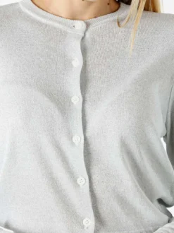 Solada Cardigan donna lurex con bottoni - argento