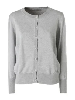 Solada Cardigan donna lurex in maglia con bottoni - grigio