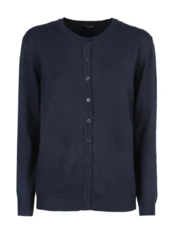 Solada Cardigan girocollo da donna in maglia - blu scuro