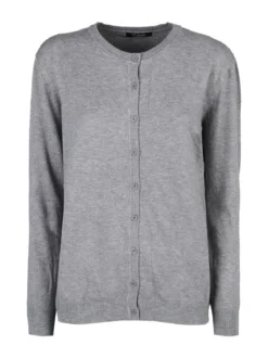 Solada Cardigan girocollo da donna in maglia - grigio