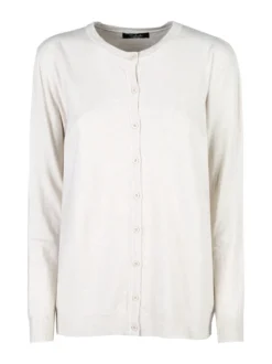 Solada Cardigan girocollo da donna in maglia - panna