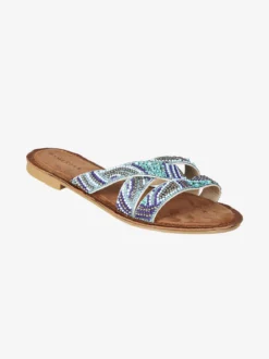 Solada Ciabatte donna con fasce incrociate decorate