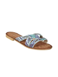 Solada Ciabatte donna con fasce incrociate decorate