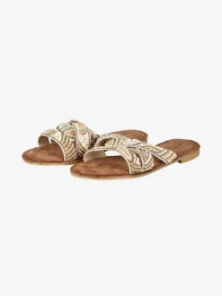Solada Ciabatte donna con fasce incrociate decorate