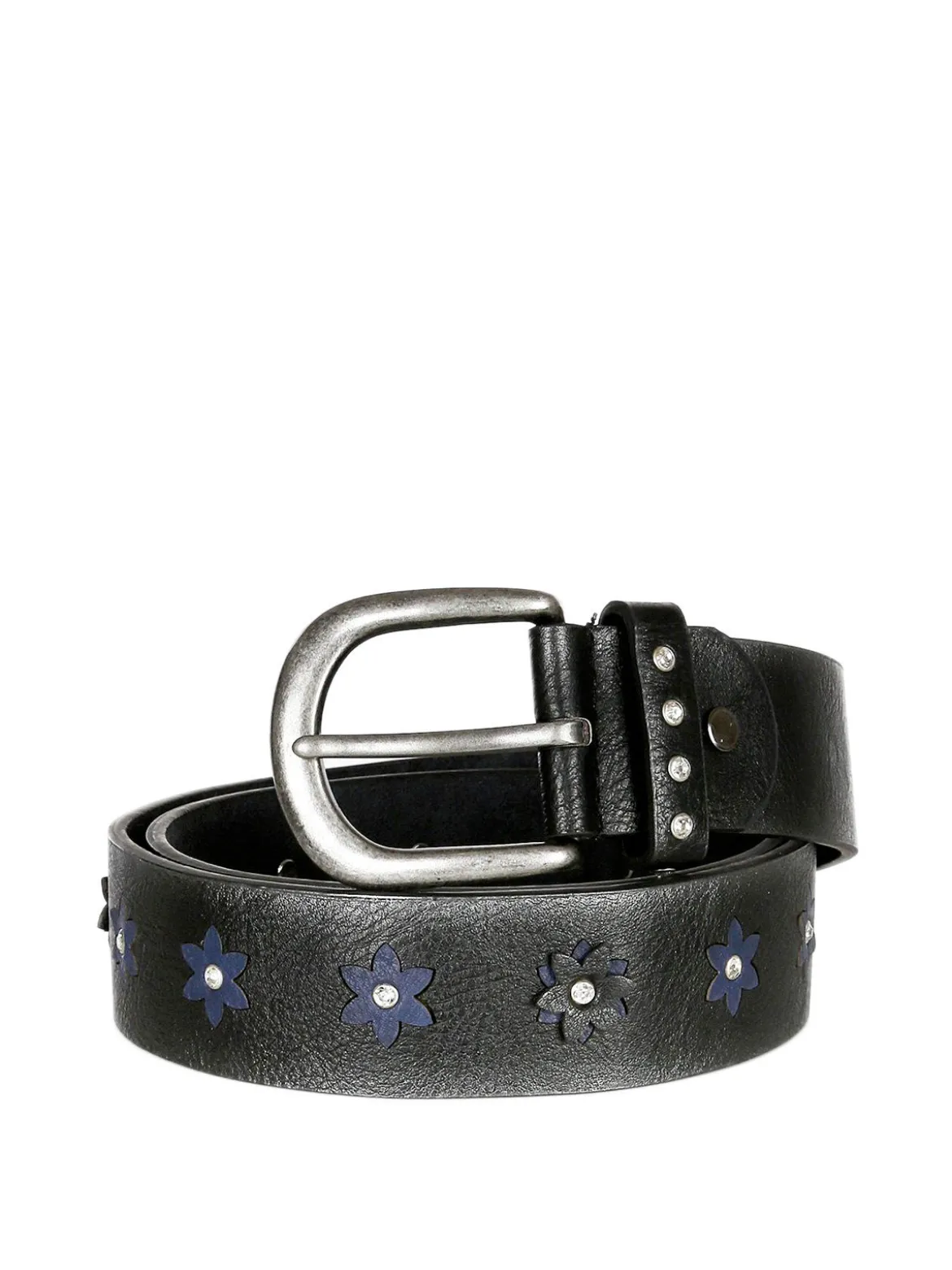 Solada Cintura in pelle con fiori e strass