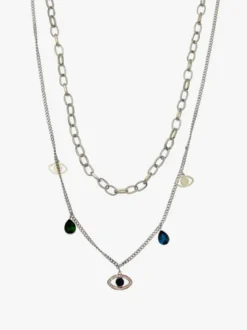 Solada Collana con doppia catena e pendenti in acciaio donna