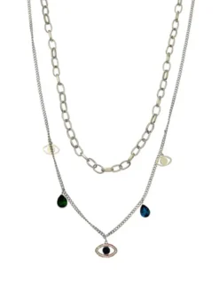 Solada Collana con doppia catena e pendenti in acciaio donna