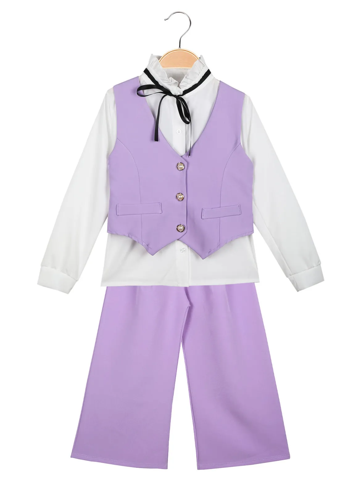 Solada Completo elegante da bambina con camicia + gilet e pantaloni
