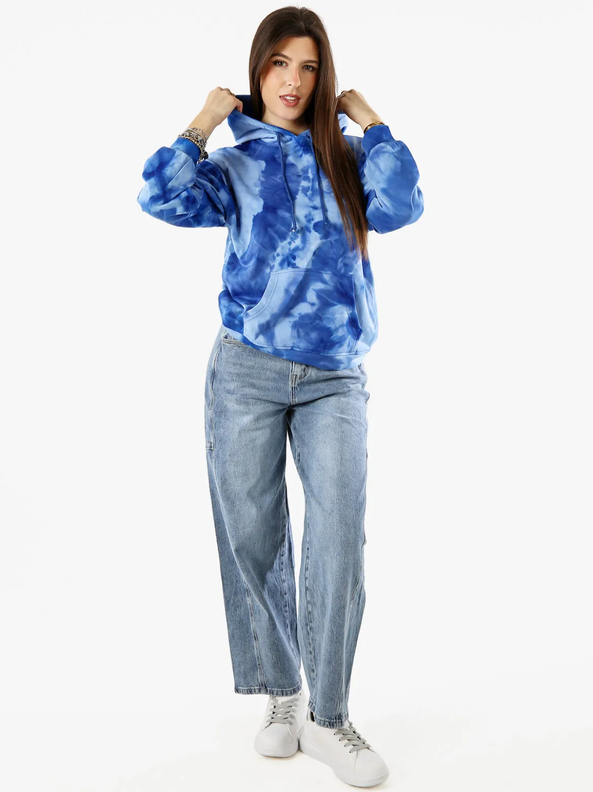 Solada Felpa colorata da donna oversize con cappuccio - blu