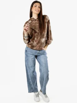 Solada Felpa colorata da donna oversize con cappuccio - marrone