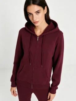 Solada Felpa da donna con cappuccio e zip intera - bordeaux