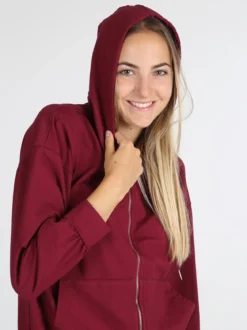 Solada Felpa donna con cappuccio e zip - bordeaux